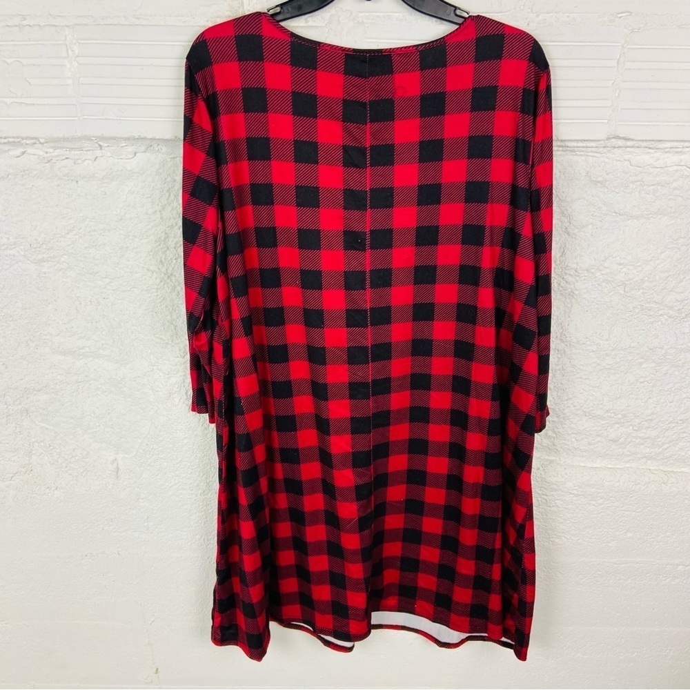Celebrate together Red and Black buffalo Plaid Long Sleeve stretch mini Dress XL - Picture 7 of 13